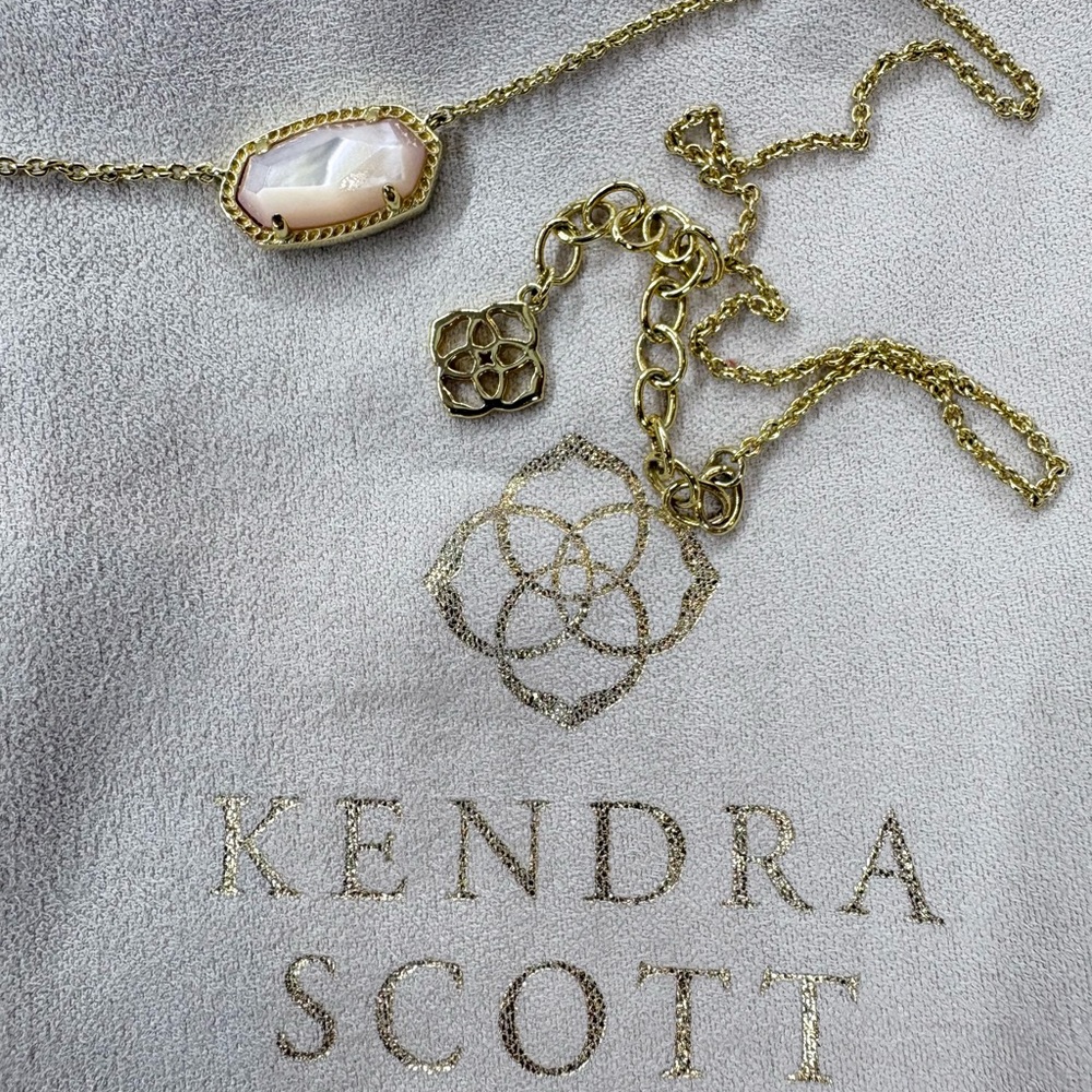 Kendra Scott Gold Necklace with Blush Stone